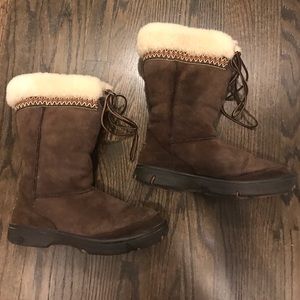 Chocolate brown Ugg boots with fur